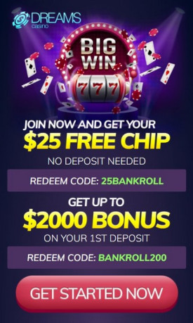 $25 Free Chip Without Deposit at USA Online Casino Dreams