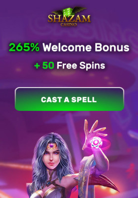 265% + 50 Free Spins Welcome Bonus at Shazam Casino
