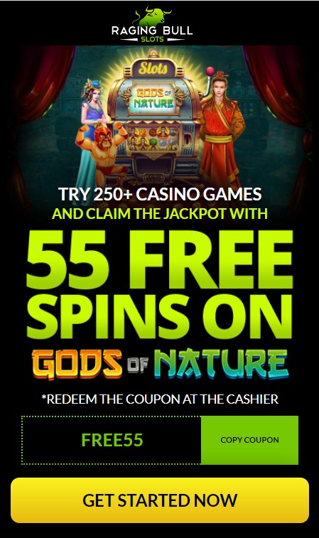 No Deposit Bonus at Raging Bull Slots Casino: 55 Free Spins