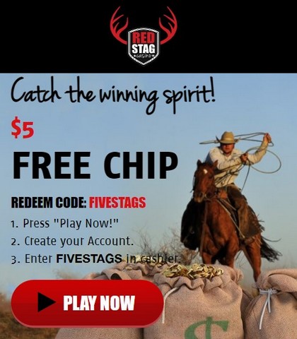 $5 Free Chip No Deposit Bonus at US Online Casino Red Stag