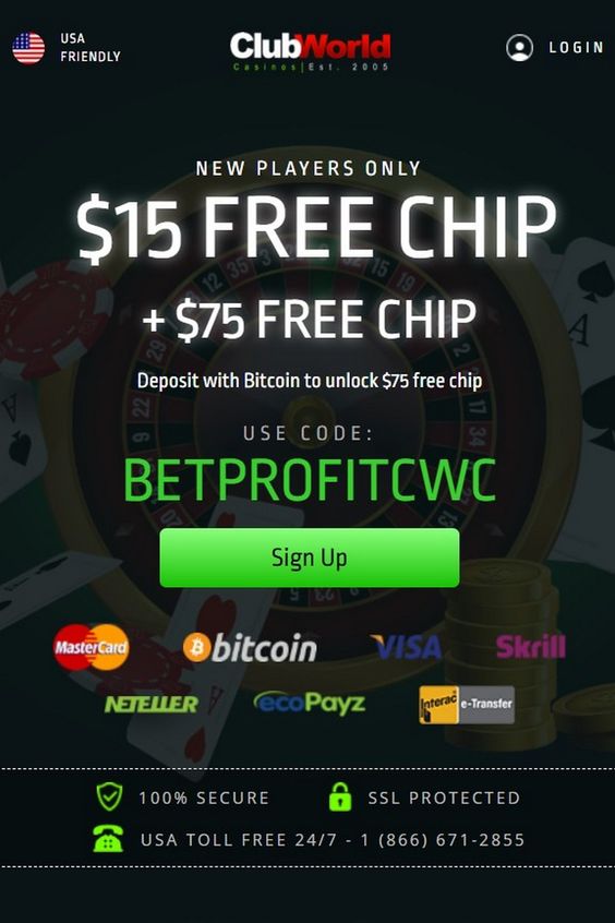 No Deposit Bonus: 15 Free Chip at USA Online Casino Club World