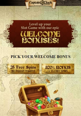 Welcome Bonus at Captain Jack Casino: 320% + 35 Free Spins