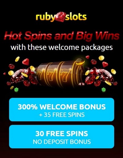 Welcome Bonus at Ruby Slots Casino: 300% + 35 Free Spins