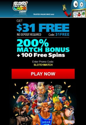 31$ No Deposit Bonus at Sloto Cash Casino for US Players