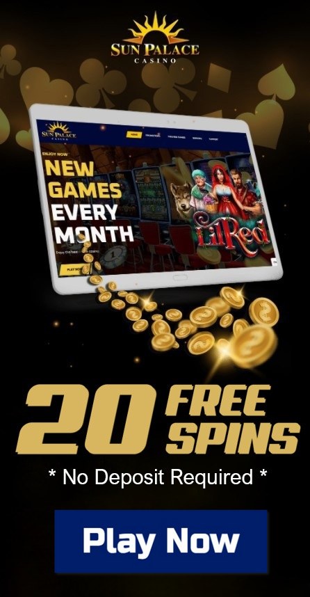 $20 No Deposit Bonus for USA Players at Sun Palace Casino