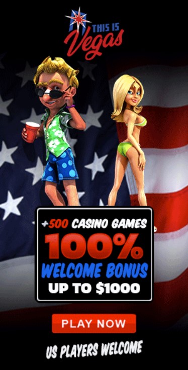 Welcome Bonus at This Is Vegas Casino: 100% + 999 FS